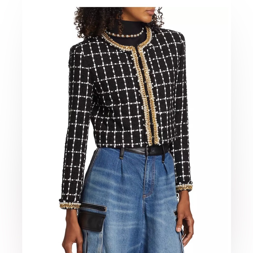 Alice + Olivia Sabina Threaded Windowpane Jacket - Picture 6 of 14